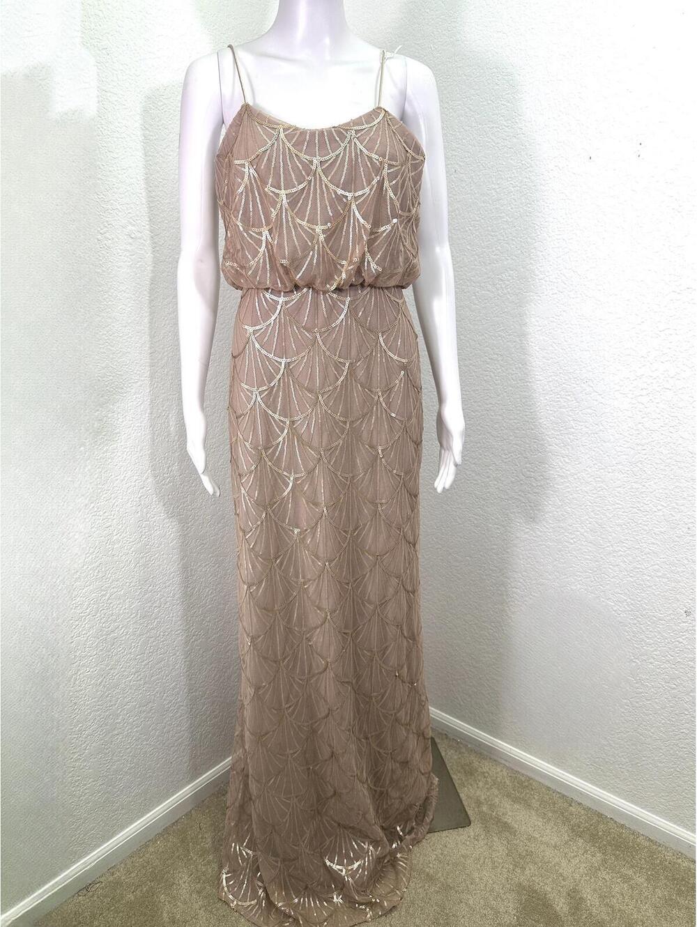 NEW Sz 10 Rose Gold Sorella Vita Blouson Maxi Gown Dress Wedding Prom Evening